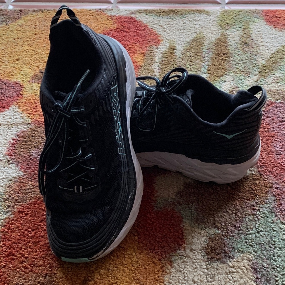 Hoka One One Black and White Women's Shoes - Picture 3 of 5